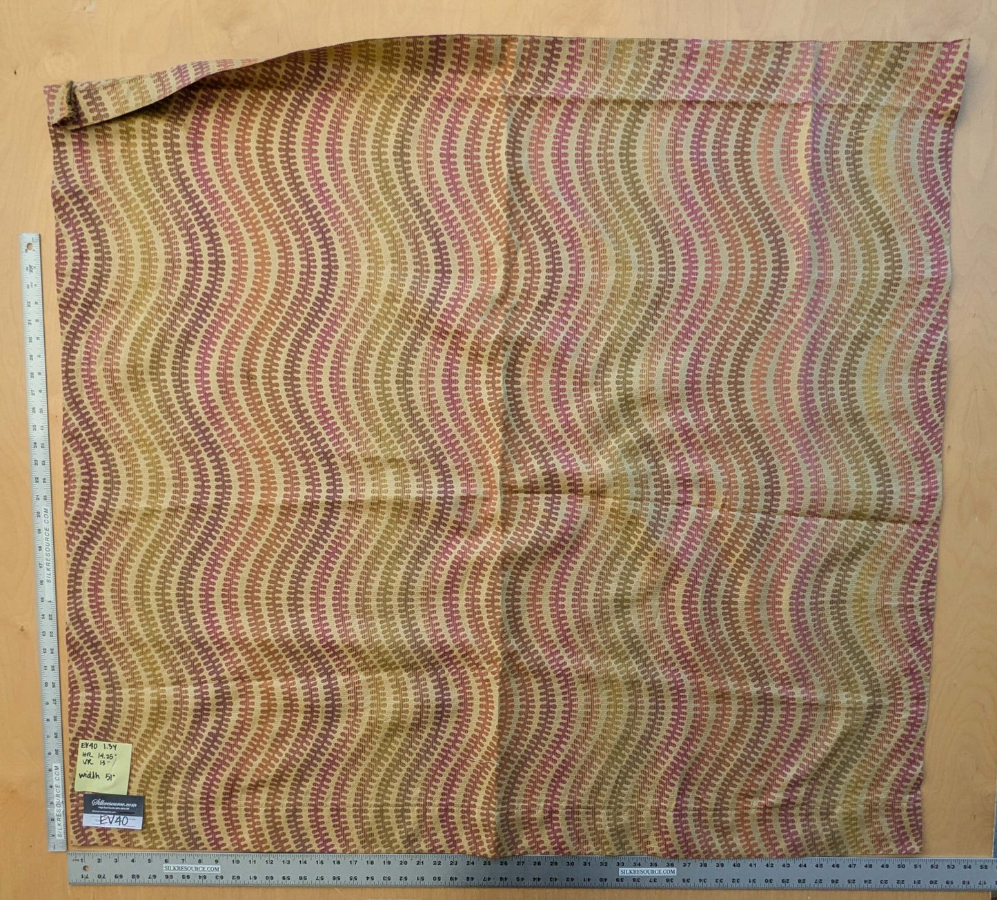 5 EV40 1.2 yards x 51" Scalamandre Fonthill Square Silk Sensuous Stripe Autumn Ombre Brown Red Green MSRP USD 356/y