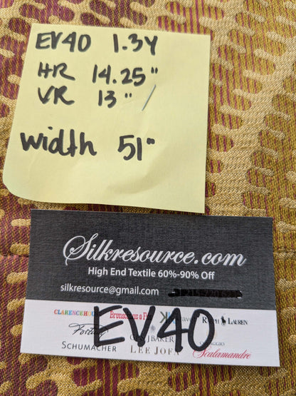5 EV40 1.2 yards x 51" Scalamandre Fonthill Square Silk Sensuous Stripe Autumn Ombre Brown Red Green MSRP USD 356/y