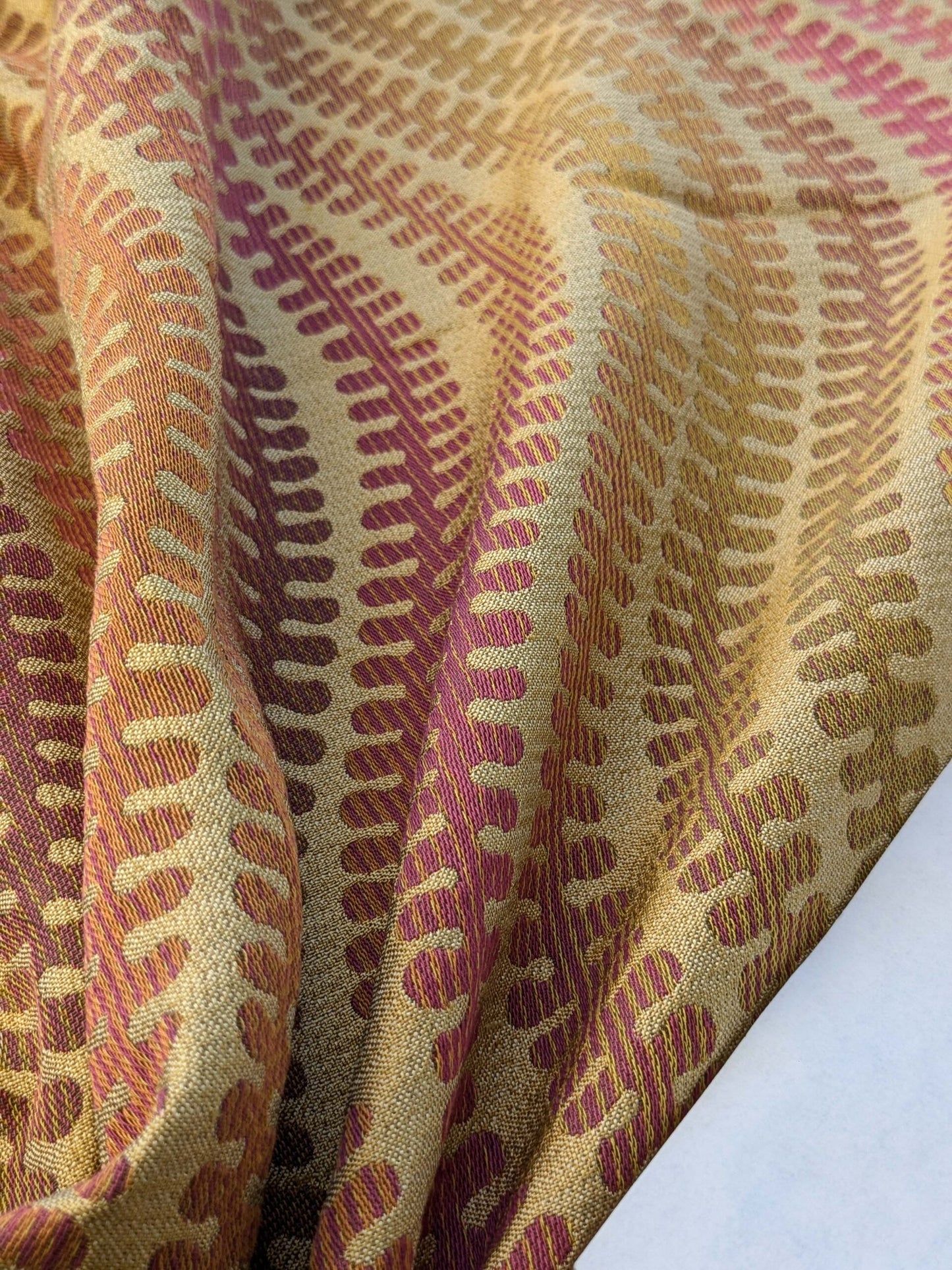 5 EV40 1.2 yards x 51" Scalamandre Fonthill Square Silk Sensuous Stripe Autumn Ombre Brown Red Green MSRP USD 356/y