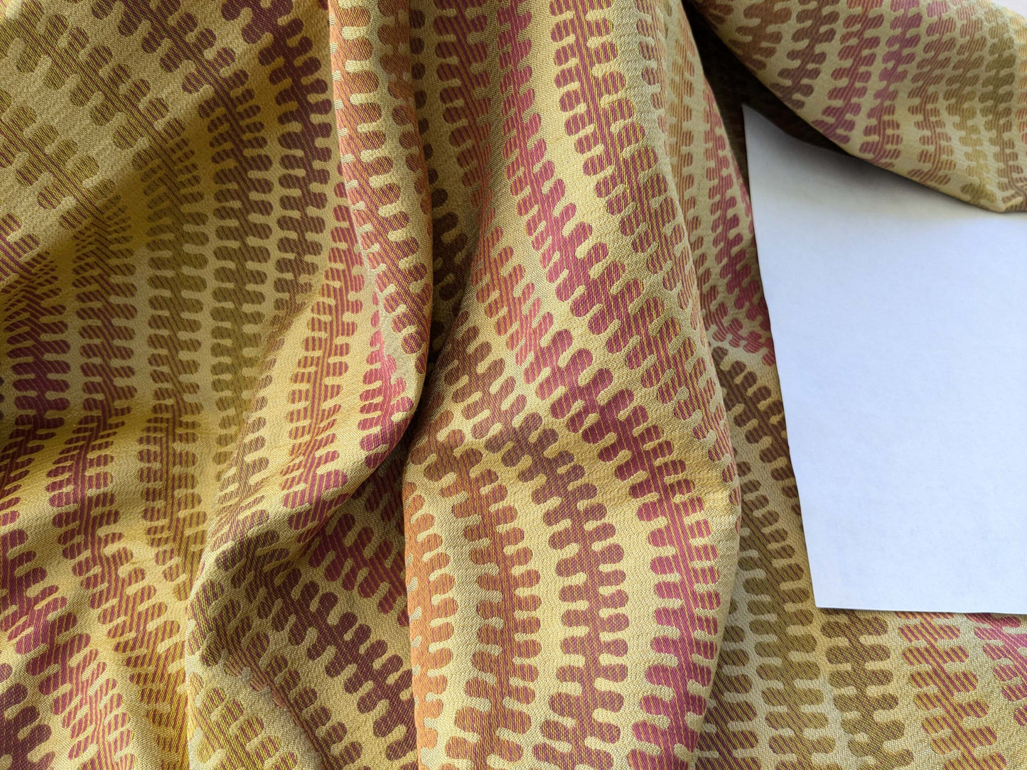5 EV40 1.2 yards x 51" Scalamandre Fonthill Square Silk Sensuous Stripe Autumn Ombre Brown Red Green MSRP USD 356/y