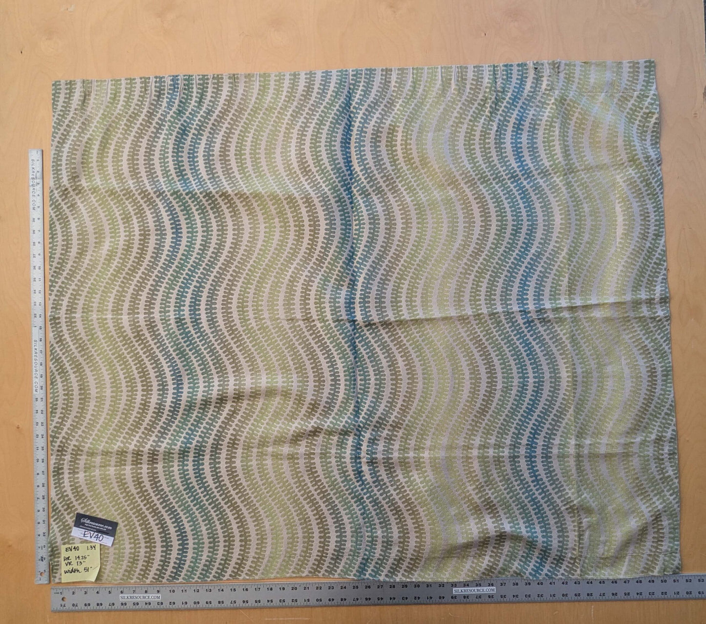 6 EV40 1.2 yards x 51"wide Scalamandre Fonthill Square Silk Sensuous Stripe Aquarelle Ombre Green Blue MSRP USD 356/y