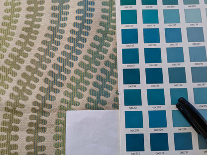 6 EV40 1.2 yards x 51"wide Scalamandre Fonthill Square Silk Sensuous Stripe Aquarelle Ombre Green Blue MSRP USD 356/y