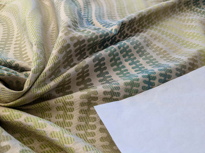 6 EV40 1.2 yards x 51"wide Scalamandre Fonthill Square Silk Sensuous Stripe Aquarelle Ombre Green Blue MSRP USD 356/y