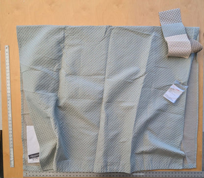 9 EV40 2.4y x 53"W Scalamandre Scallop Weave Mineral Light Blue Jacquard Diamond Ogee Small Scale MSRP USD 228/y