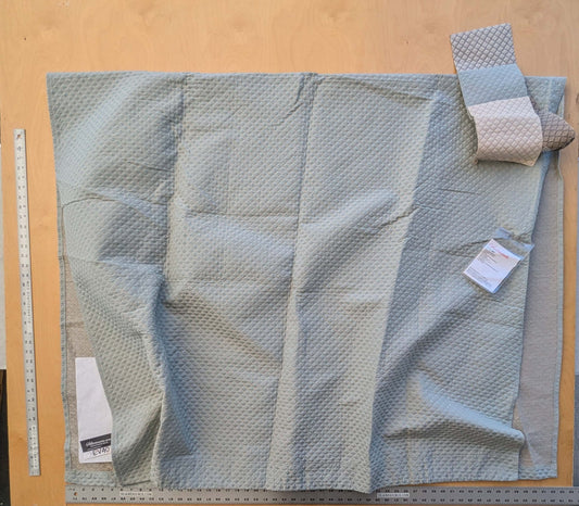 9 EV40 2.4y x 53"W Scalamandre Scallop Weave Mineral Light Blue Jacquard Diamond Ogee Small Scale MSRP USD 228/y