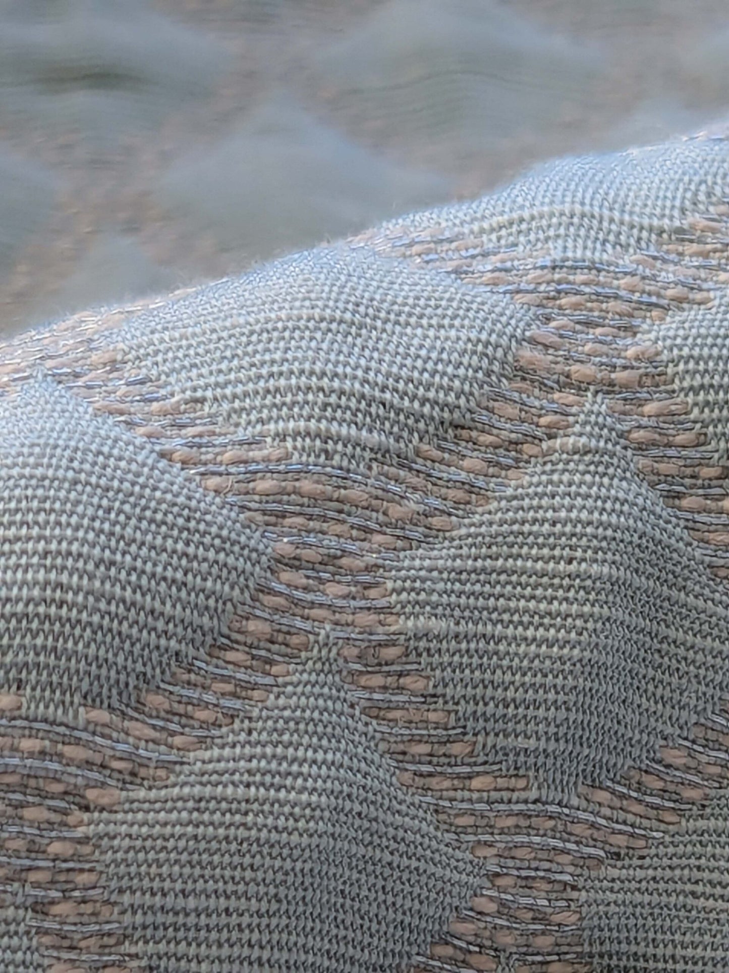 9 EV40 2.4y x 53"W Scalamandre Scallop Weave Mineral Light Blue Jacquard Diamond Ogee Small Scale MSRP USD 228/y