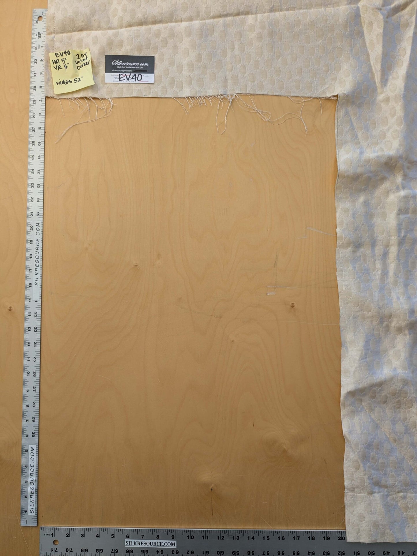 10 EV40 2.5y x 52" with Cut Corner Scalamandre Brocade Beige Small Scale Dot