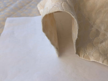 10 EV40 2.5y x 52" with Cut Corner Scalamandre Brocade Beige Small Scale Dot