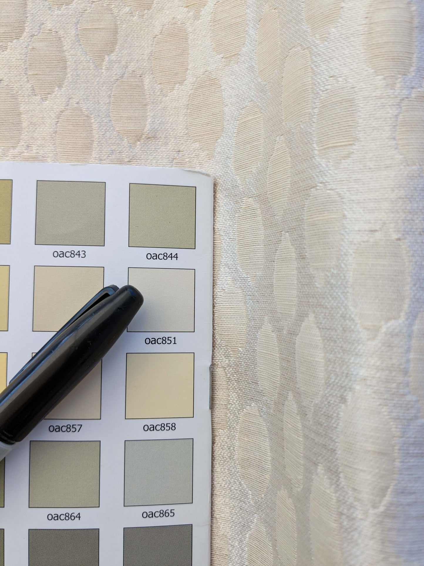 10 EV40 2.5y x 52" with Cut Corner Scalamandre Brocade Beige Small Scale Dot