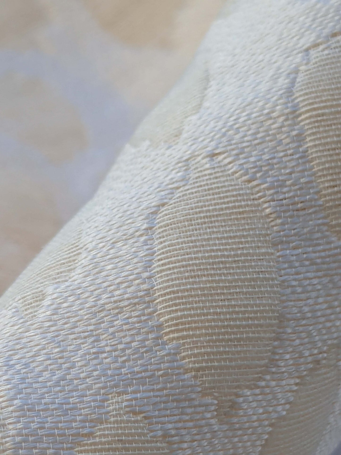 10 EV40 2.5y x 52" with Cut Corner Scalamandre Brocade Beige Small Scale Dot