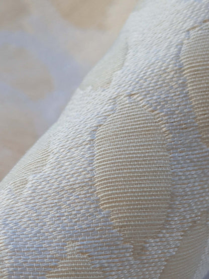 10 EV40 2.5y x 52" with Cut Corner Scalamandre Brocade Beige Small Scale Dot