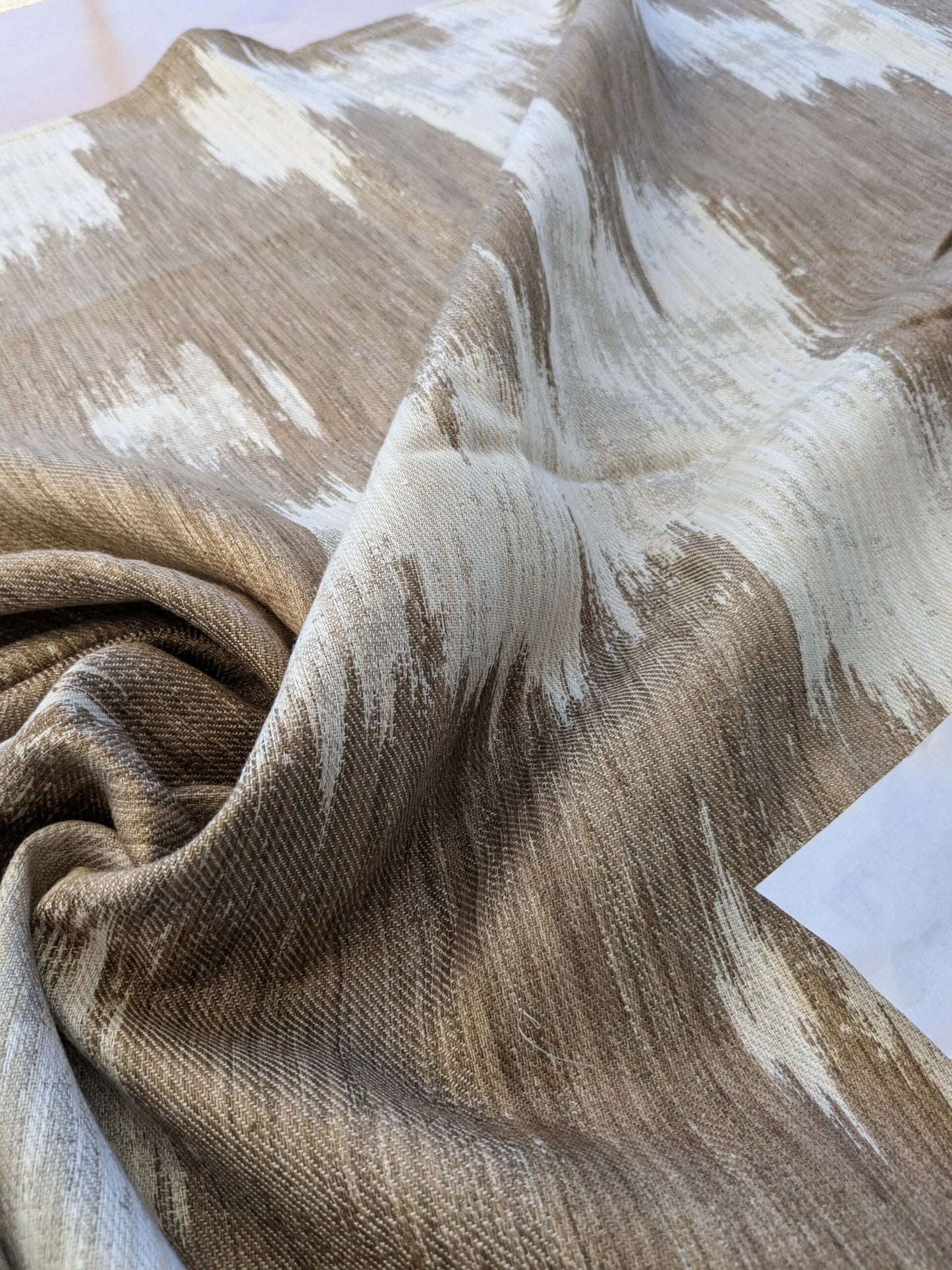 13 EV40 1.2yards x 55" Scalamandre Aldeco Monte Moon Rock Brown Cream White Abstract Large Jacquard