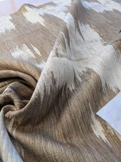 13 EV40 1.2yards x 55" Scalamandre Aldeco Monte Moon Rock Brown Cream White Abstract Large Jacquard