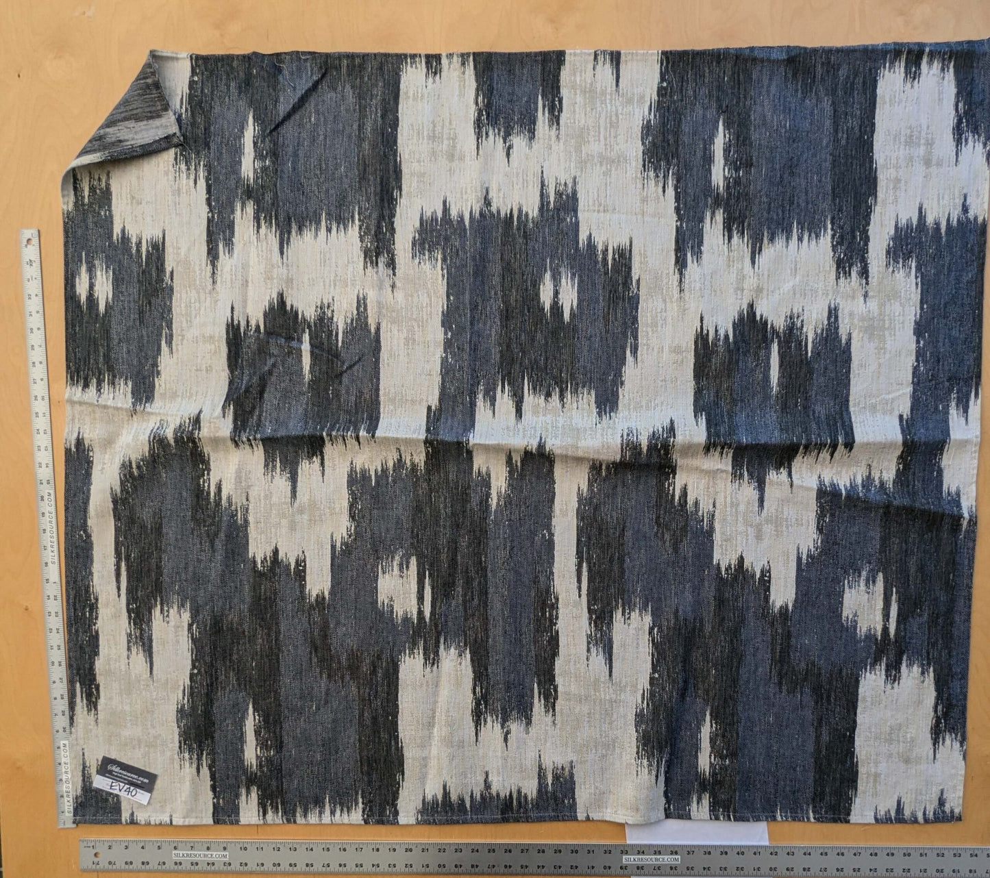 14 EV40 1.2yards x 54" Scalamandre Aldeco Monte Blue Cream White Abstract Large Jacquard