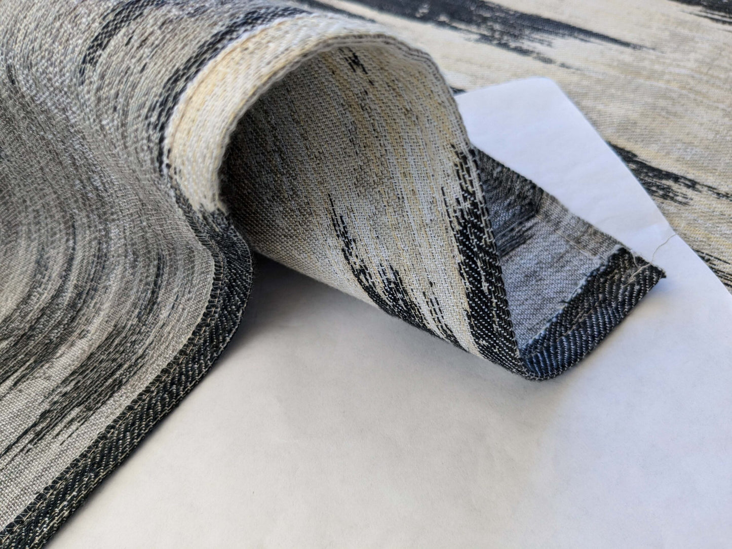 14 EV40 1.2yards x 54" Scalamandre Aldeco Monte Blue Cream White Abstract Large Jacquard