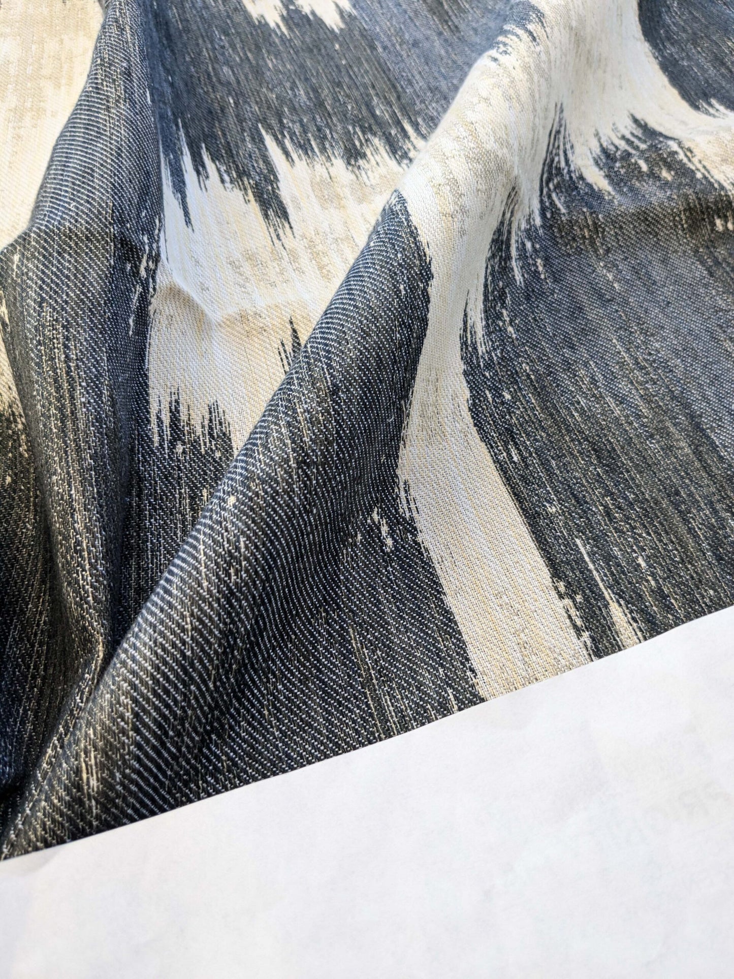 14 EV40 1.2yards x 54" Scalamandre Aldeco Monte Blue Cream White Abstract Large Jacquard