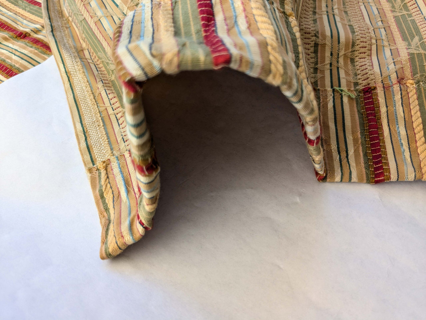 15 EV40 2.4yards x 53" Scalamandre Ravello Mustard Tarragon and Ruby Stripe Multi Cotton Viscose