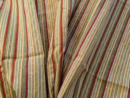 15 EV40 2.4yards x 53" Scalamandre Ravello Mustard Tarragon and Ruby Stripe Multi Cotton Viscose