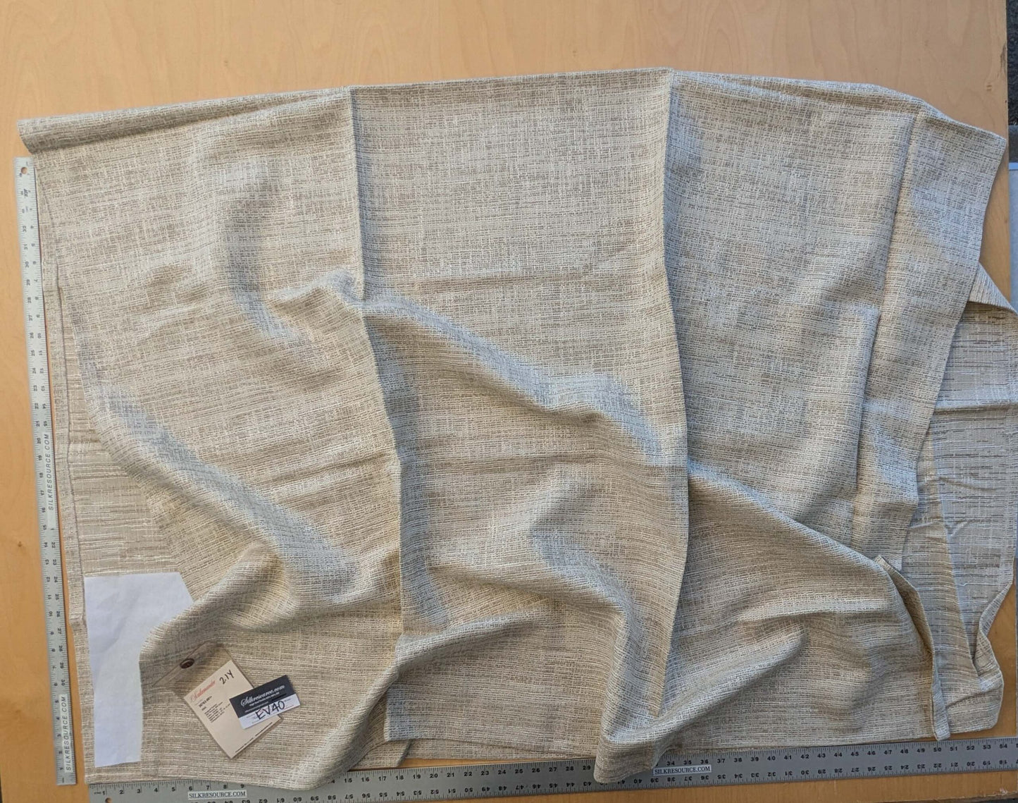 16 EV40 2.1yards X 55"W Scalamandre Edel Linen's Beige Jacquard Solid Texture