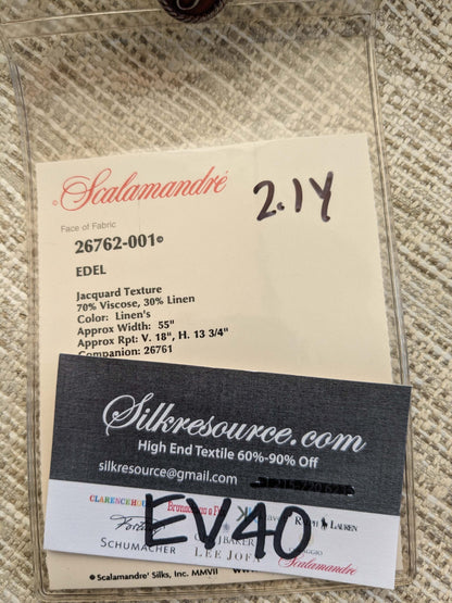 16 EV40 2.1yards X 55"W Scalamandre Edel Linen's Beige Jacquard Solid Texture