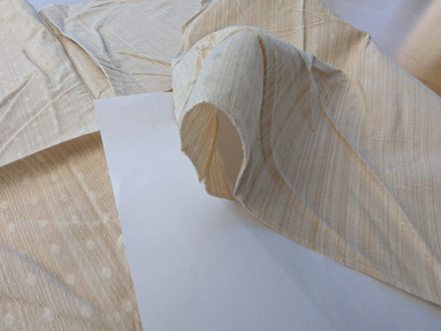 2 EV41 35" x 54" wide Scalamandre Marquie Strie Amure Creme Beige Dots MSRP USD 382/y Stain