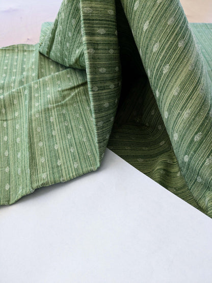 3 EV41 1yard x 56"w Scalamandre Marquie Strie Amure Green Dots MSRP USD 382/y