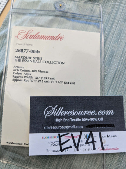 4 EV41 34"x 55" wide Scalamandre Marquie Strie Amure Aqua Blue Dots MSRP USD 382/y