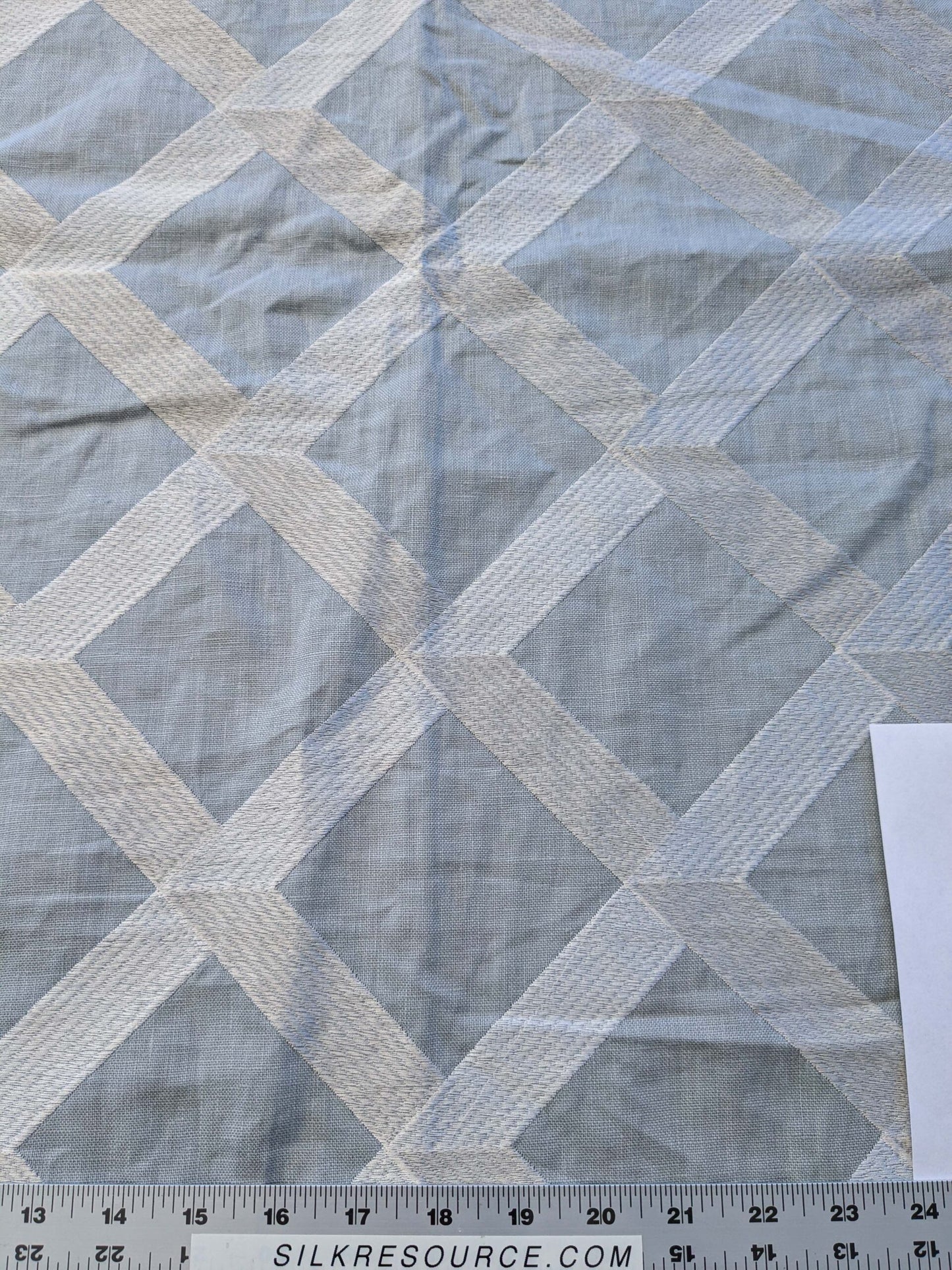5 EV41 1.2yd x 51"w Scalamandre Lattice Embroidery Zinc Gray Linen Viscose Diamond Geometry