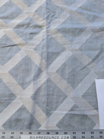 5 EV41 1.2yd x 51"w Scalamandre Lattice Embroidery Zinc Gray Linen Viscose Diamond Geometry