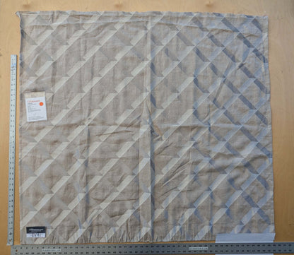 6 EV41 1.2yd x 51" Scalamandre Lattice Embroidery Flax Beige Linen Viscose Diamond Geometry