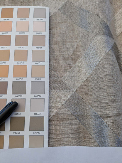 6 EV41 1.2yd x 51" Scalamandre Lattice Embroidery Flax Beige Linen Viscose Diamond Geometry