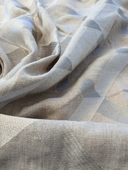 6 EV41 1.2yd x 51" Scalamandre Lattice Embroidery Flax Beige Linen Viscose Diamond Geometry