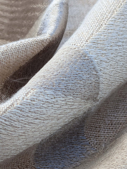 6 EV41 1.2yd x 51" Scalamandre Lattice Embroidery Flax Beige Linen Viscose Diamond Geometry