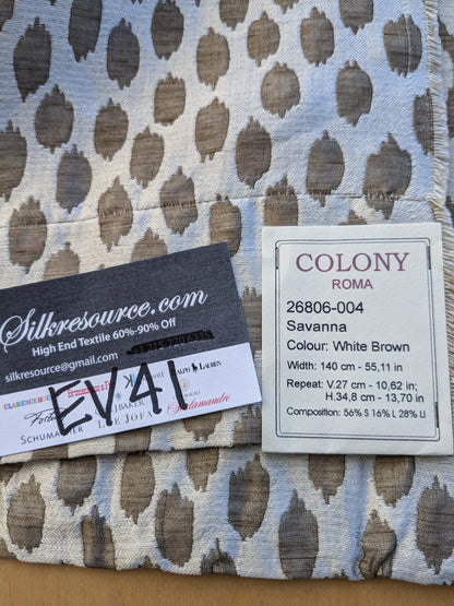 7 EV41 2.4yd x 55"wScalamandre Savanna Sheer White Brown Dot Circle MSRP USD 430/y
