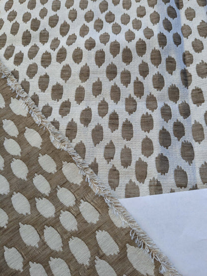 7 EV41 2.4yd x 55"wScalamandre Savanna Sheer White Brown Dot Circle MSRP USD 430/y