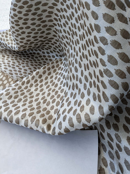 7 EV41 2.4yd x 55"wScalamandre Savanna Sheer White Brown Dot Circle MSRP USD 430/y