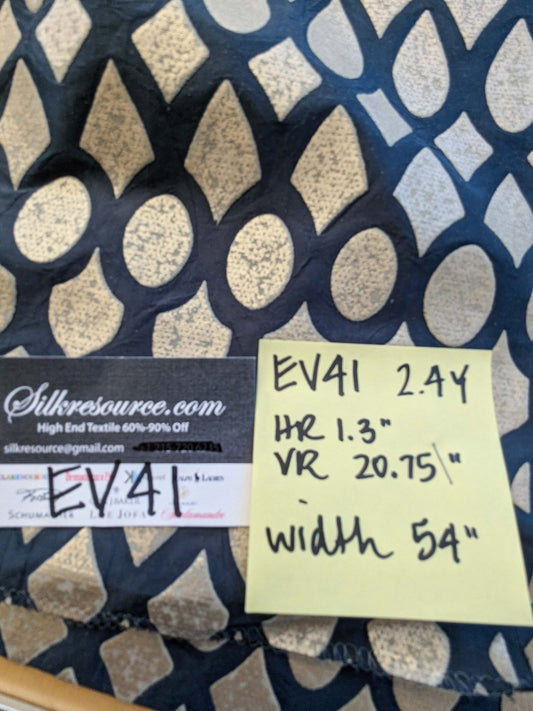 9 EV41 2.4yard x 53" Scalamandre Christian Fischbacher Indorato Royal Blue Beige Silk Print Ogee Fretwork Lattice MSRP USD700+/y