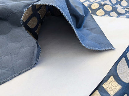 9 EV41 2.4yard x 53" Scalamandre Christian Fischbacher Indorato Royal Blue Beige Silk Print Ogee Fretwork Lattice MSRP USD700+/y