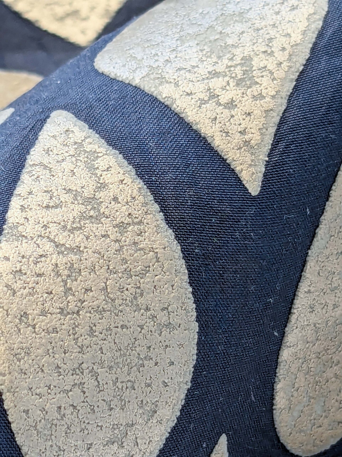 9 EV41 2.4yard x 53" Scalamandre Christian Fischbacher Indorato Royal Blue Beige Silk Print Ogee Fretwork Lattice MSRP USD700+/y