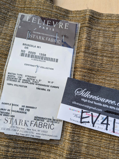 10 EV41 1.2yard x 63"w Scalamandre LeLievre Paris Briscola M1 Or Brown Solid Polyester MSRP 300+/y