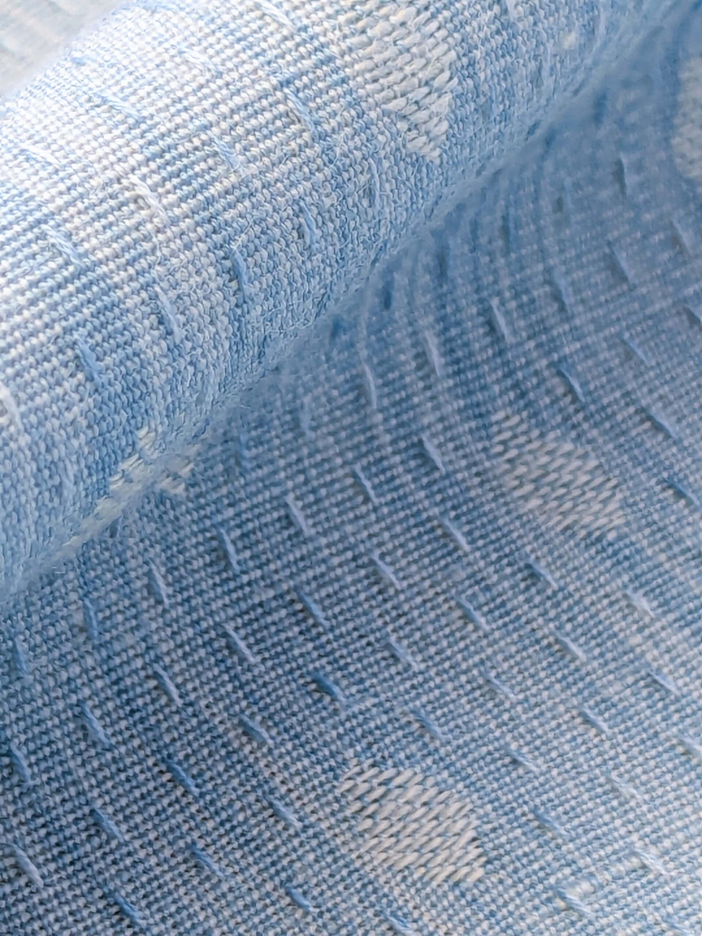 12 EV41 34"x 55" wide Scalamandre Marquie Strie Amure Blue Small Texture Dots MSRP USD 382/y