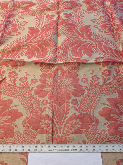 15 EV41 2.4y x 54"  Scalamandre Colony Roma Gran Siecle Eglantine Peach Beige Pink Red Silk Wool Damask Floral MSRP US 440/Y