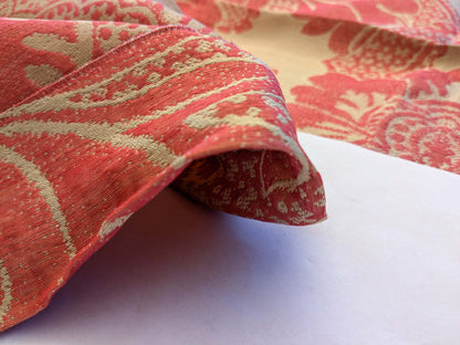 15 EV41 2.4y x 54"  Scalamandre Colony Roma Gran Siecle Eglantine Peach Beige Pink Red Silk Wool Damask Floral MSRP US 440/Y