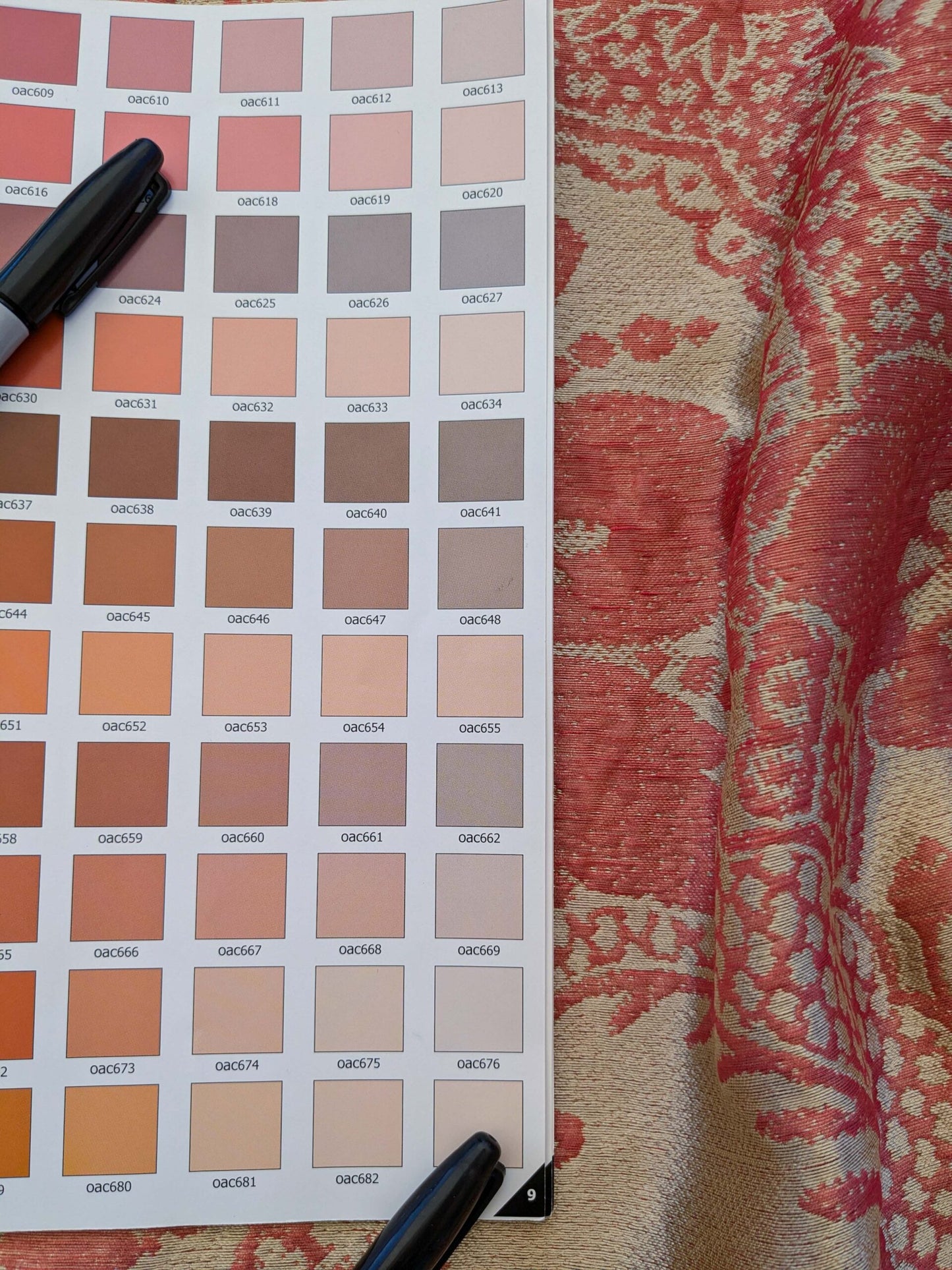 15 EV41 2.4y x 54"  Scalamandre Colony Roma Gran Siecle Eglantine Peach Beige Pink Red Silk Wool Damask Floral MSRP US 440/Y