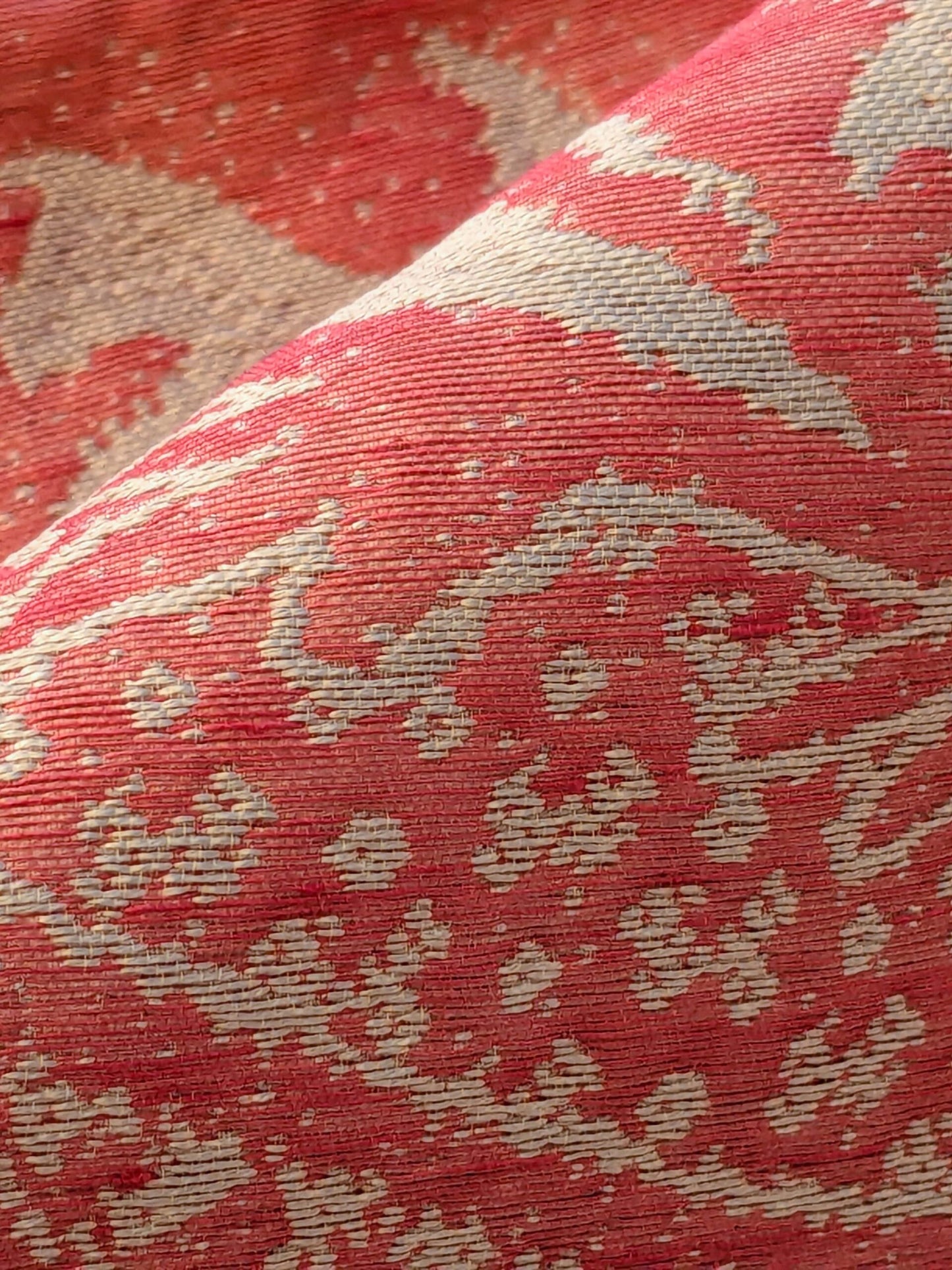 15 EV41 2.4y x 54"  Scalamandre Colony Roma Gran Siecle Eglantine Peach Beige Pink Red Silk Wool Damask Floral MSRP US 440/Y