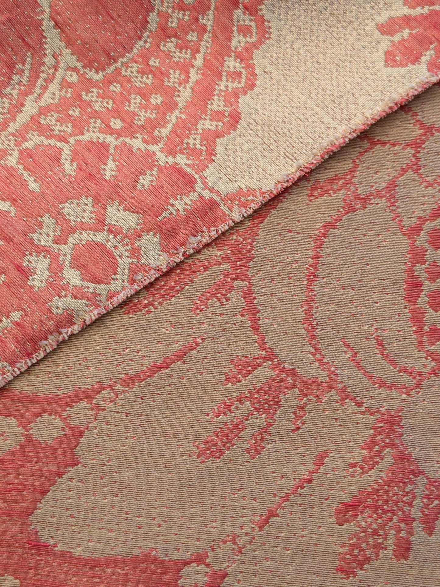 15 EV41 2.4y x 54"  Scalamandre Colony Roma Gran Siecle Eglantine Peach Beige Pink Red Silk Wool Damask Floral MSRP US 440/Y