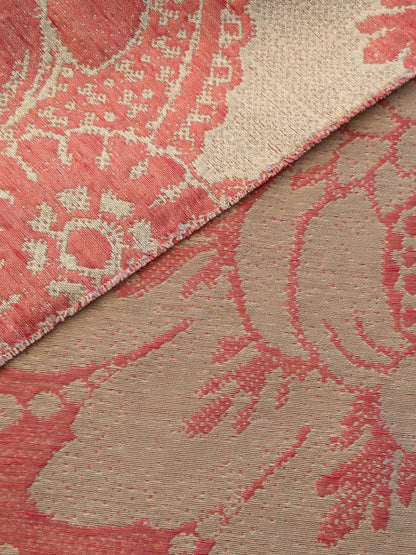 15 EV41 2.4y x 54"  Scalamandre Colony Roma Gran Siecle Eglantine Peach Beige Pink Red Silk Wool Damask Floral MSRP US 440/Y