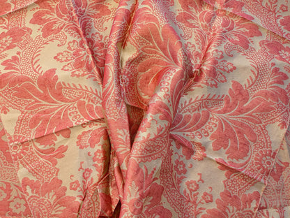 15 EV41 2.4y x 54"  Scalamandre Colony Roma Gran Siecle Eglantine Peach Beige Pink Red Silk Wool Damask Floral MSRP US 440/Y