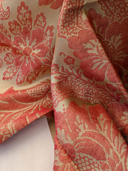 15 EV41 2.4y x 54"  Scalamandre Colony Roma Gran Siecle Eglantine Peach Beige Pink Red Silk Wool Damask Floral MSRP US 440/Y