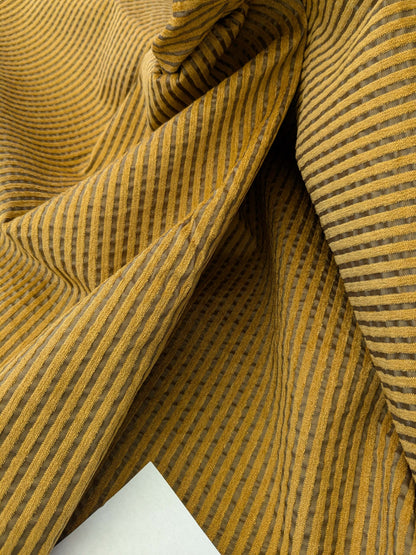 18 EV41 2.4 yards x 54"w Scalamandre Colony Roma Senegal Brown Gold Stripe Small Scale MSRP USD 330/y